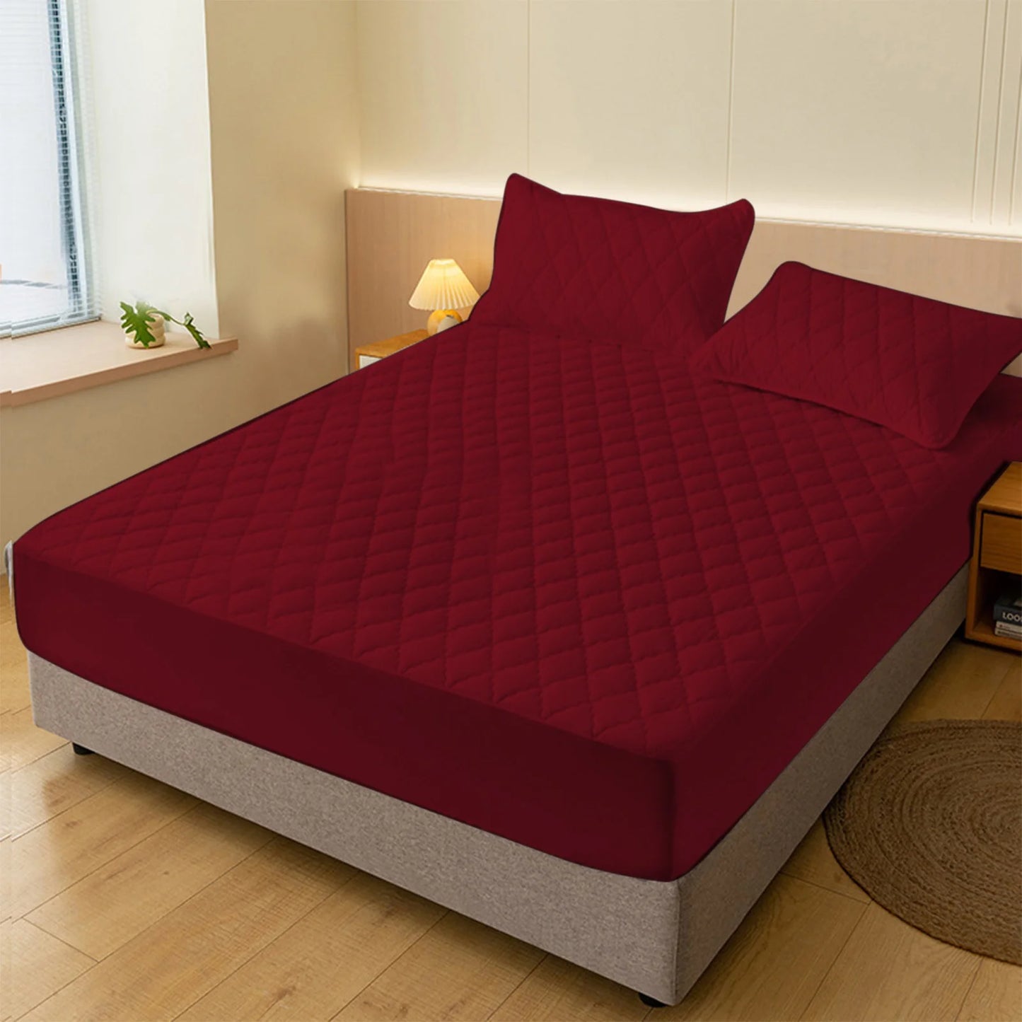Waterproof Mattress Protector, Quilted Coolings Fitted Bed Mattress Cover Pad, Soft Breathable Noiseless Bed Pad Topper, Coolings Fiber Ultras Soft Breathable Bed Mattress Cover, 90X200Cm