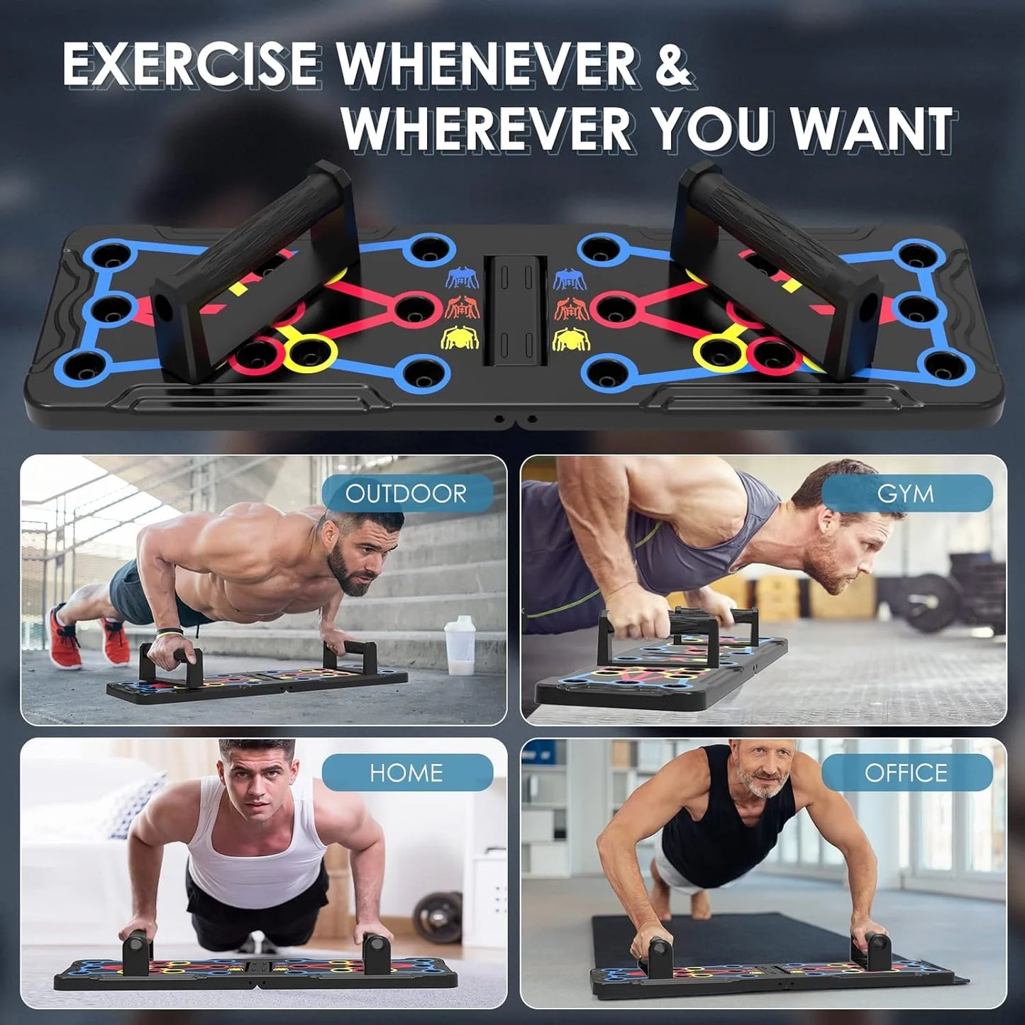 Push up Board 15 in 1 Home Workout Equipment Multi-Functional Pushup Stands System Fitness Floor Chest Muscle Exercise Professional Equipment Burn Fat Strength Training Arm Men & Women Weights
