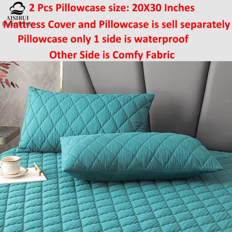 Waterproof Thicken Mattress Topper Pad Anti-Bacterial Mattress Protector Cover with Elastic Band Quilted Fitted Sheet Bed Cover