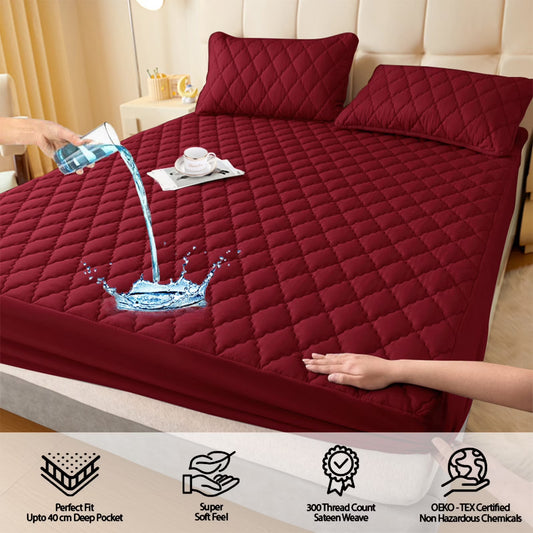 Waterproof Mattress Protector, Quilted Coolings Fitted Bed Mattress Cover Pad, Soft Breathable Noiseless Bed Pad Topper, Coolings Fiber Ultras Soft Breathable Bed Mattress Cover, 90X200Cm