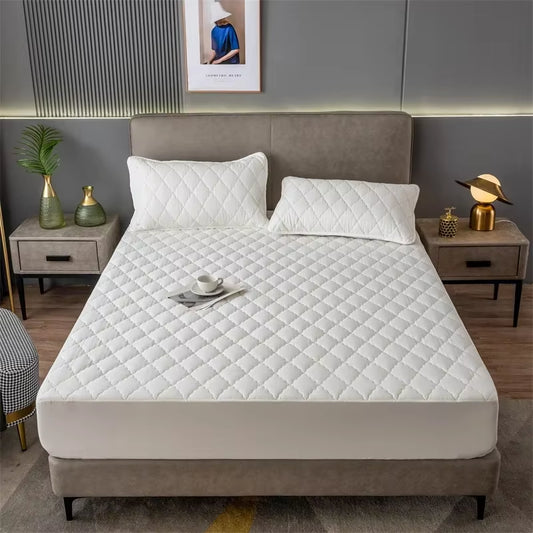 Waterproof Thicken Mattress Topper Pad Anti-Bacterial Mattress Protector Cover with Elastic Band Quilted Fitted Sheet Bed Cover