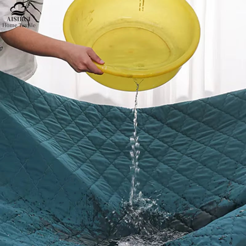 Waterproof Thicken Mattress Topper Pad Anti-Bacterial Mattress Protector Cover with Elastic Band Quilted Fitted Sheet Bed Cover