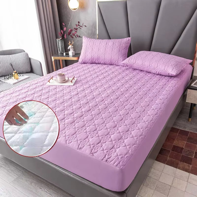 Waterproof Thicken Mattress Topper Pad Anti-Bacterial Mattress Protector Cover with Elastic Band Quilted Fitted Sheet Bed Cover